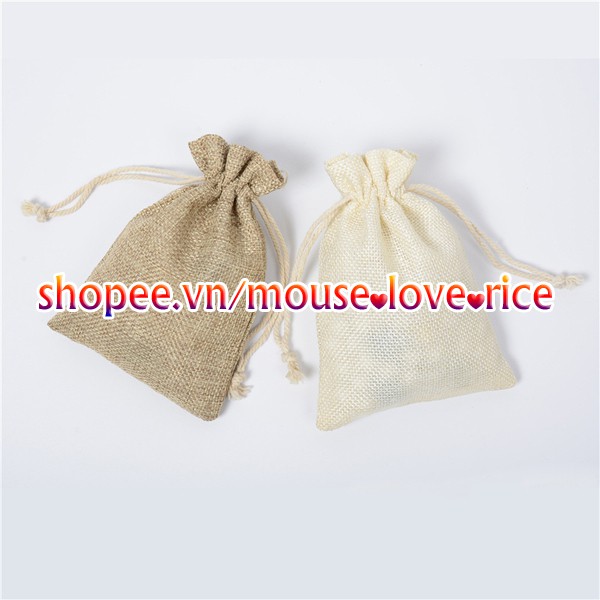 Set 5 túi vải bố dây rút đựng hoa, cà phê trang trí xe trang trí nhà cửa gói quà tiện lợi