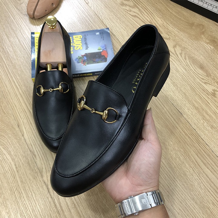 Giày Lười Nam - Giầy Da Nam Mác Vàng Sang Trọng, Chất Da Bò 100%, Đế Cao Su Đúc Cao 3cm - Mã K689