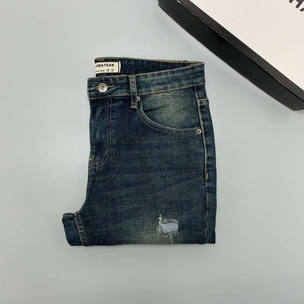 Quần jean nam xanh mài rách có lót JONATHAN QJ064 vải denim cao cấp co dãn nhẹ 4 chiều, form dáng chuẩn đẹp, hottrend