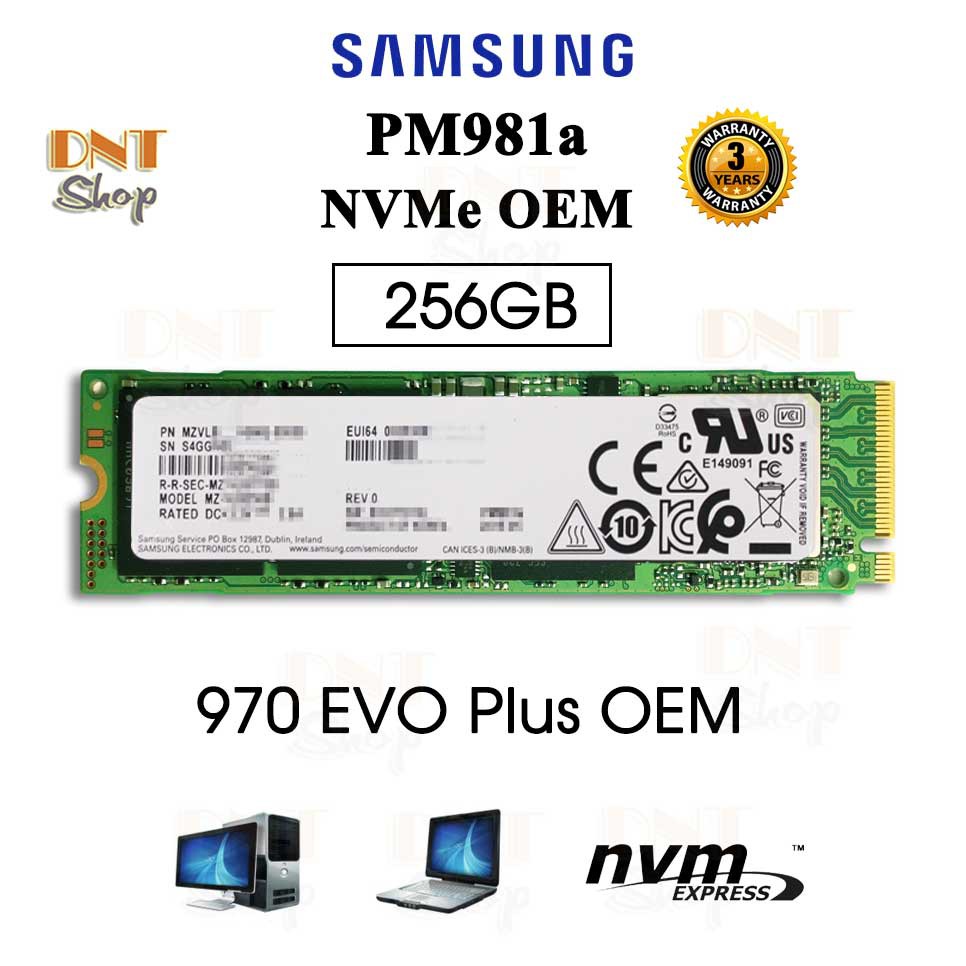 Ổ cứng SSD Samsung NVMe PM981a M.2 PCIe Gen3 x4 256GB - OEM 970 EVO Plus (MZ-VLB256B)