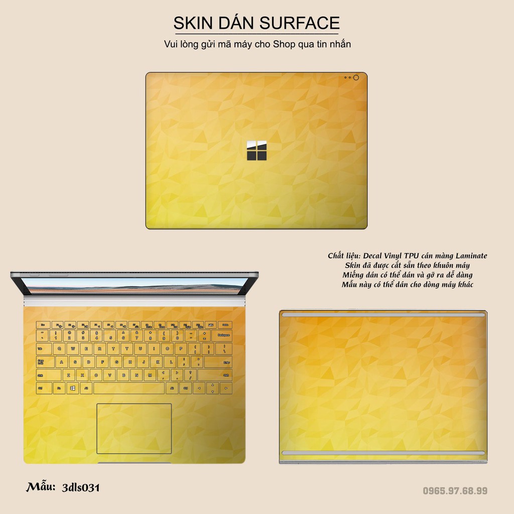 Miếng dán Skin bảo vệ mặt lưng Surface Pro 2/ Pro 3/ Pro 4/ Pro 5/ Pro 6/Pro 7/Pro X / Surface Go /Book in hình sưu tầm