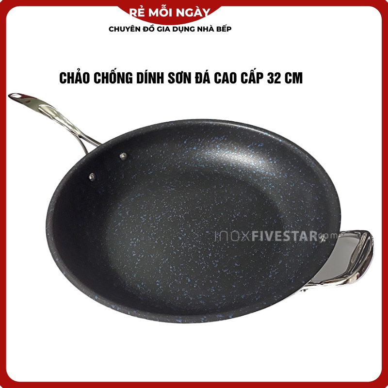 Chảo chống dính vân đá cao cấp 32 cm chất liệu inox 304 hàng chính hãng FIVESTAR bảo hành 25 năm