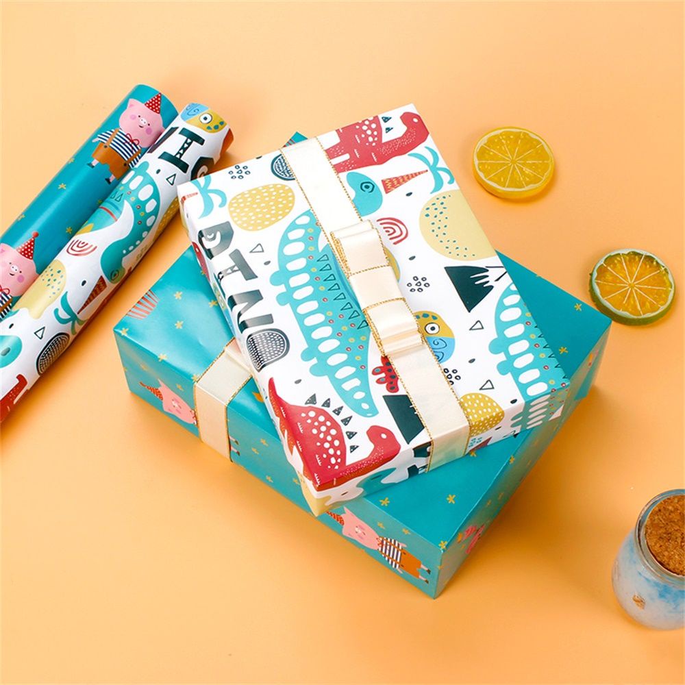 Giấy gói quà hình khủng long hoạt hình DIY