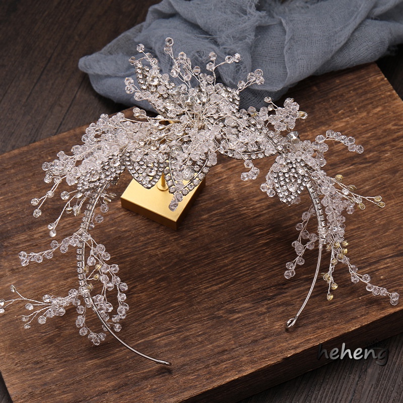 Băng Đô Hoa Đính Đá Phong Cách Retro Cho Cô Dâu