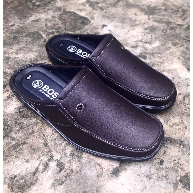 Dép bít mũi nam cao cấp, da mềm, mã SP19, size từ 38-43, màu nâu sang trọng lịch lãm