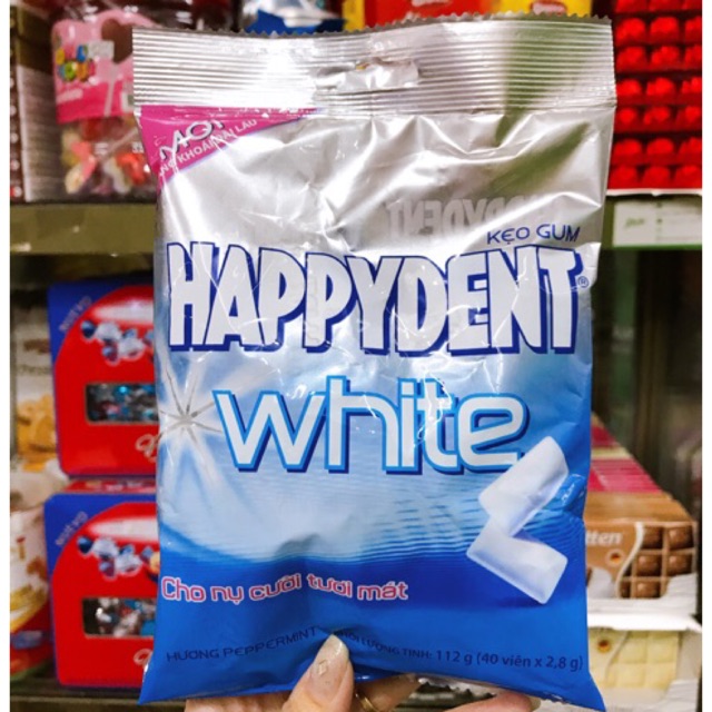 KẸO CAO SU HAPPYDENT WHITE GÓI 112G 40 VIÊN