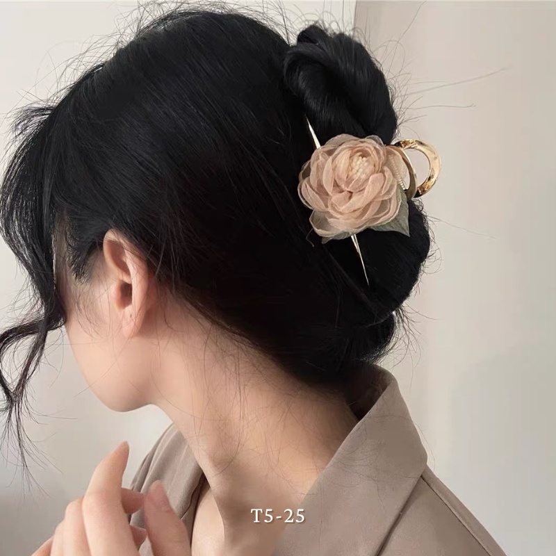 Kẹp tóc càng cua đính hoa Vintage nhẹ nhàng tiểu thư