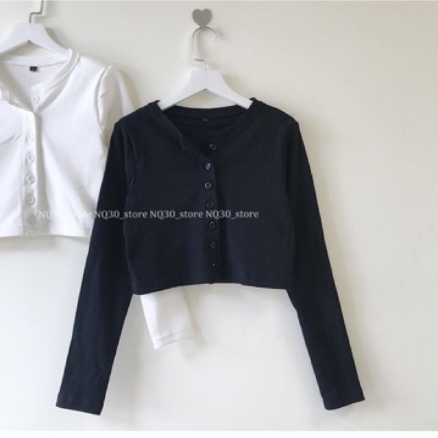 ✅Áo Croptop Gân Nút Tay Dài Yan