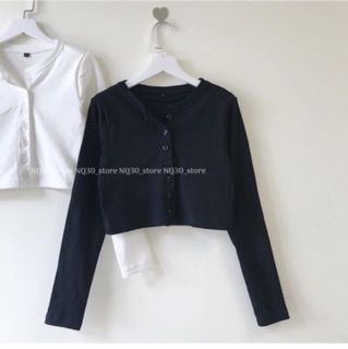 ✅Áo Croptop Gân Nút Tay Dài Yan