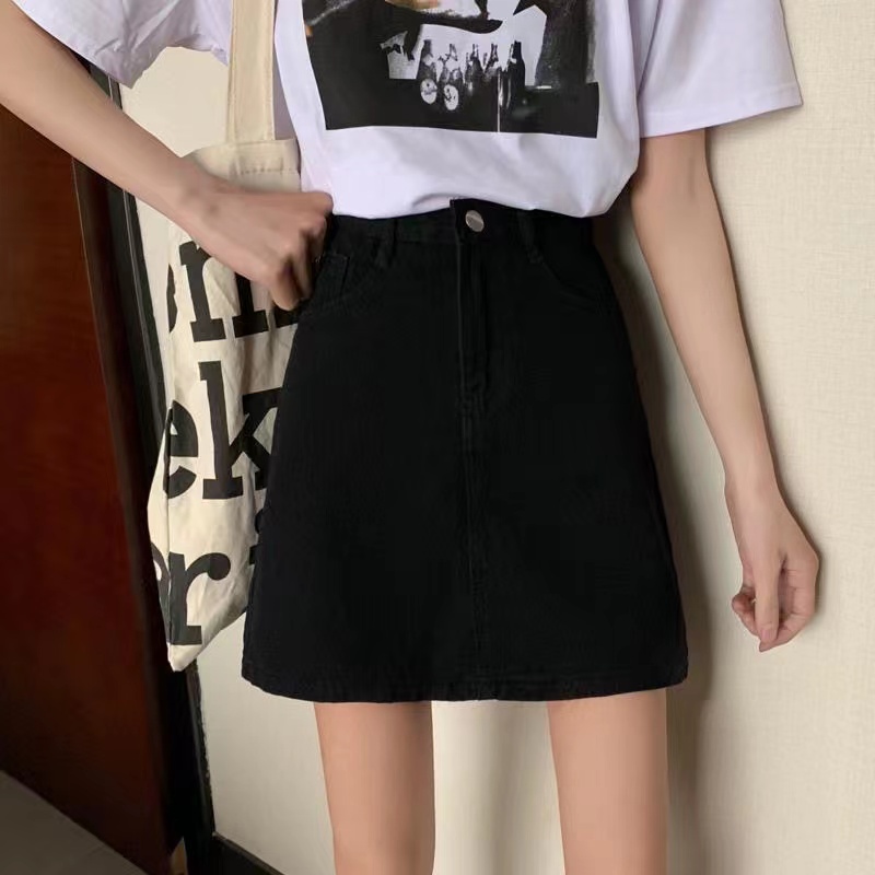 Chân Váy Jeans Lưng Cao Thời Trang Hàn Quốc