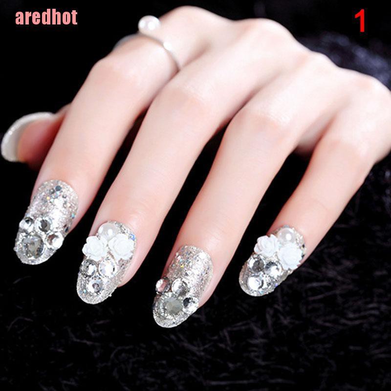 Bộ 24 Móng Tay Giả Trong Suốt Đính Hoa Thời Trang Cho Nữ