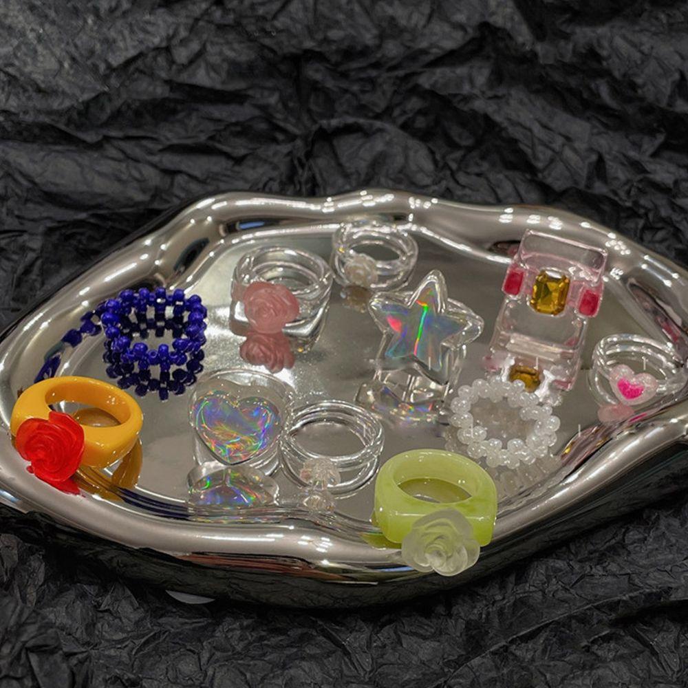 Nhẫn Resin Họa Tiết Hoa Hồng Phong Cách Hàn Quốc Thời Trang