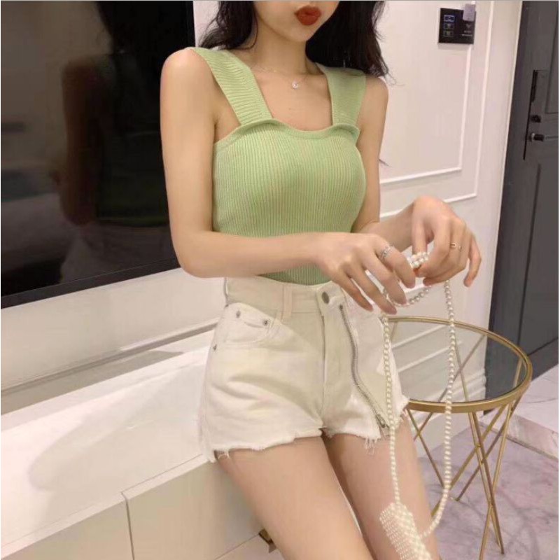 Áo 2 dây nữ croptop bản to kiểu dáng ôm đẹp nhiều màu kèm ảnh thật AD01