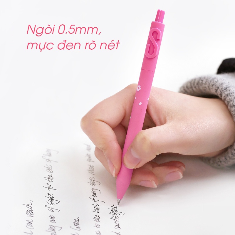 [Hỏa Tốc HCM] Bộ 6 Bút Gel Mực Đen KACO ALPHA Chữ SAKURA - 0.5mm