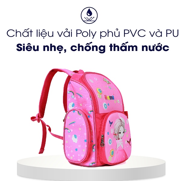 Balo học sinh chống gù Hami 1507 Barbie, balo đi học cấp 1 cho bé gái, bảo hành miễn phí 12 tháng