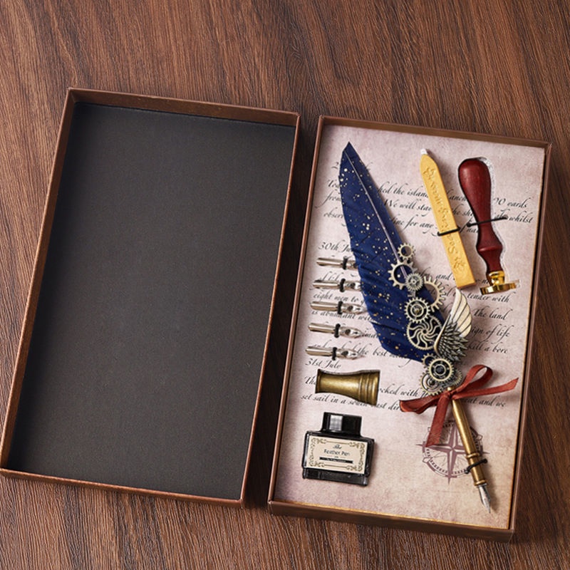 Bút Máy Thiết Kế Lông Vũ Phong Cách Harry Potter Độc Đáo