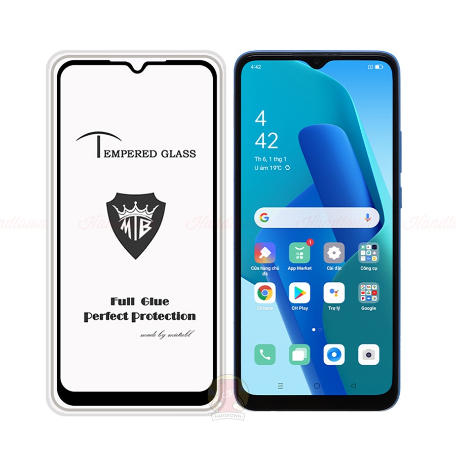 Kính Cường Lực Oppo A16K 9H Trong Suốt Full Màn Full Keo Chống Nước Chống Xước Chống Vân Không Chấm Li Ti Handtown