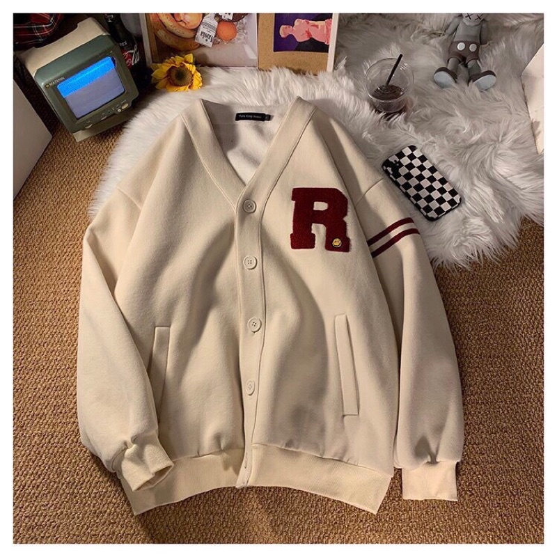 Áo Khoác Cardigan Hàn Quốc 2 Màu Đen Be