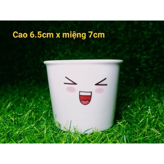 Chậu sứ trắng Decal
