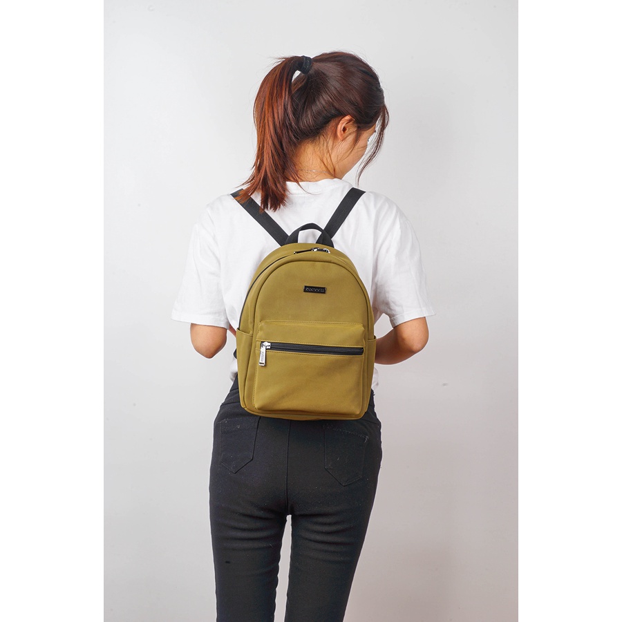 Balo Ksnddeu mini da lộn màu xanh quân đội xinh xắn cho nữ