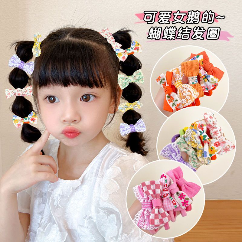 Dây Buộc Tóc Cao Su Thắt Nơ Nhiều Màu Dễ Thương Không Làm Đau Cho Bé Gái