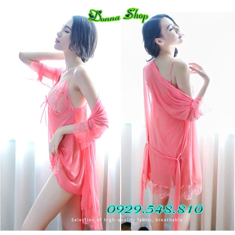 Váy ngủ sexy - Chất liệu voan ren mềm mịn - Mã DN09 màu hồng phai