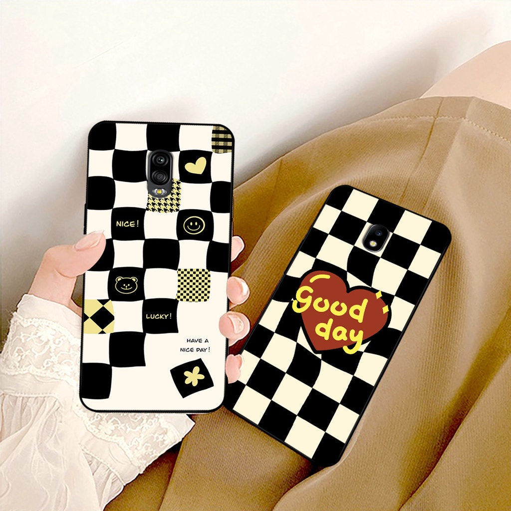 Ốp lưng Samsung J7 Pro - J7 Plus - J7+ in hoạ tiết caro trái tim đen trắng, gấu bear cute đáng yêu