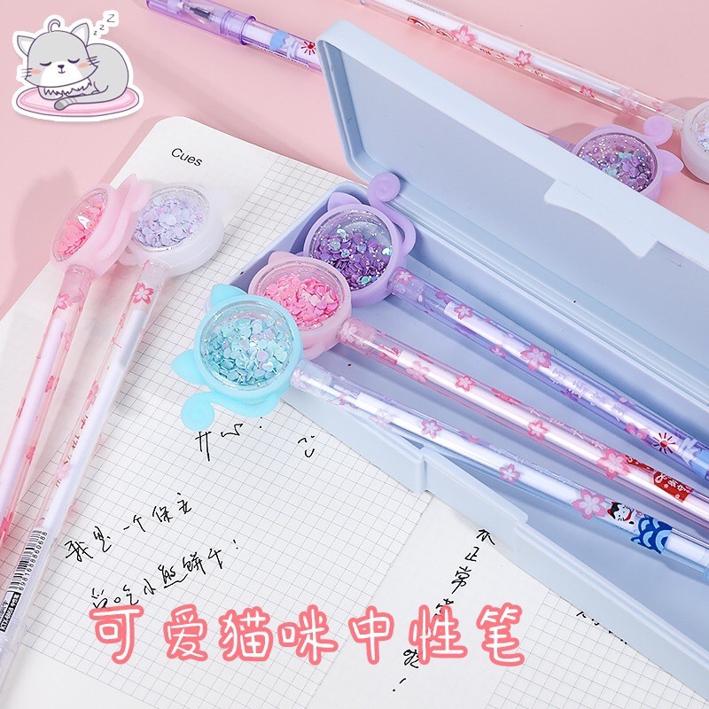 Bút bi nước mèo lấp lánh