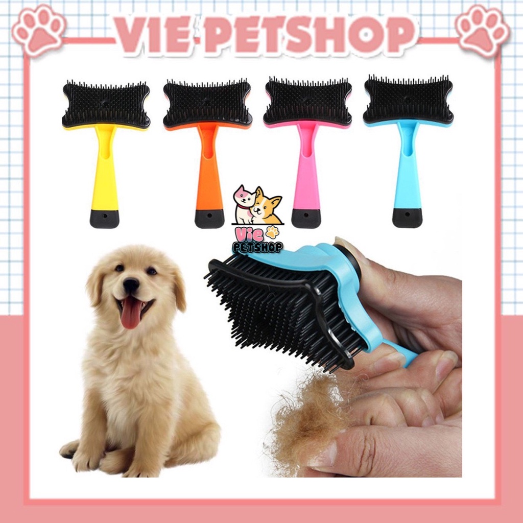 Lược Chải Lông Rụng Có Nút Bấm cho Chó Mèo Nhỏ | Vie PETSHOP