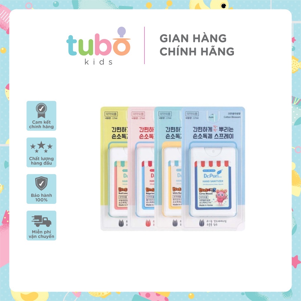 Xịt Rửa Tay Khô Sát Khuẩn Hữu Cơ Hàn Quốc Dr.Puri Dạng Thẻ Bỏ Túi