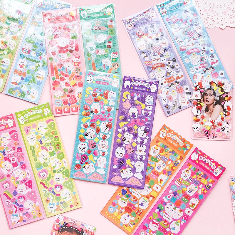 Bộ 2 Tờ Sticker Hoạt Hình Màu Cầu Vồng Đáng Yêu