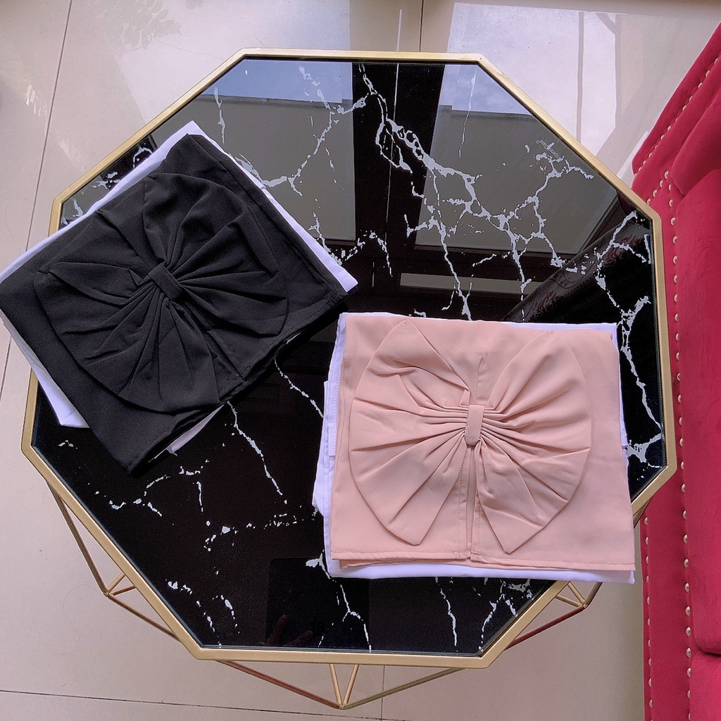 Sét Áo Yếm Phối Nơ Vải Kate Mềm Mại