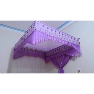 {Sale 3 ngày} CHƯA KÈM KHUNG - Màn khung vuông ren lạnh cao cấp màu tím huế mộng mơ- Đủ kích thước 1m2/1m4