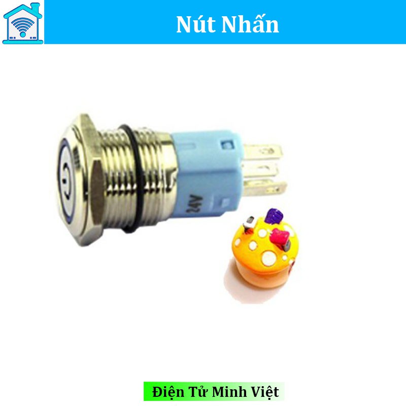 Nút Nhấn Giữ Có Đèn Màu Xanh Lá Chống Nước 12V 16mm