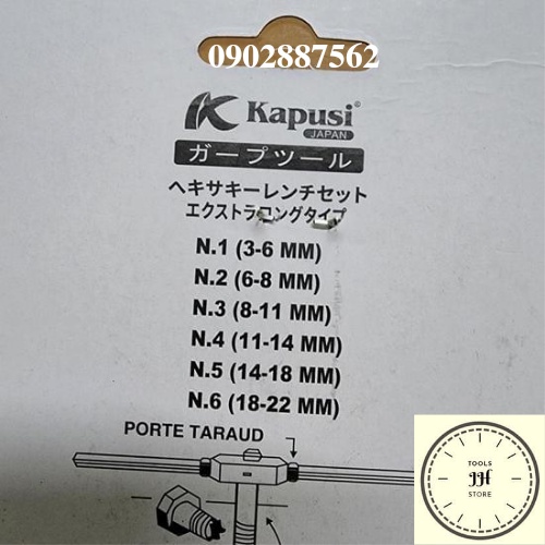 Bộ mở ốc gãy toét đầu kapusi 6 cây hàng japan