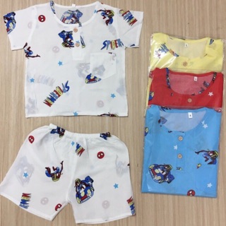 Bộ tole(lanh) bé trai khuy cài có túi(8-15kg)