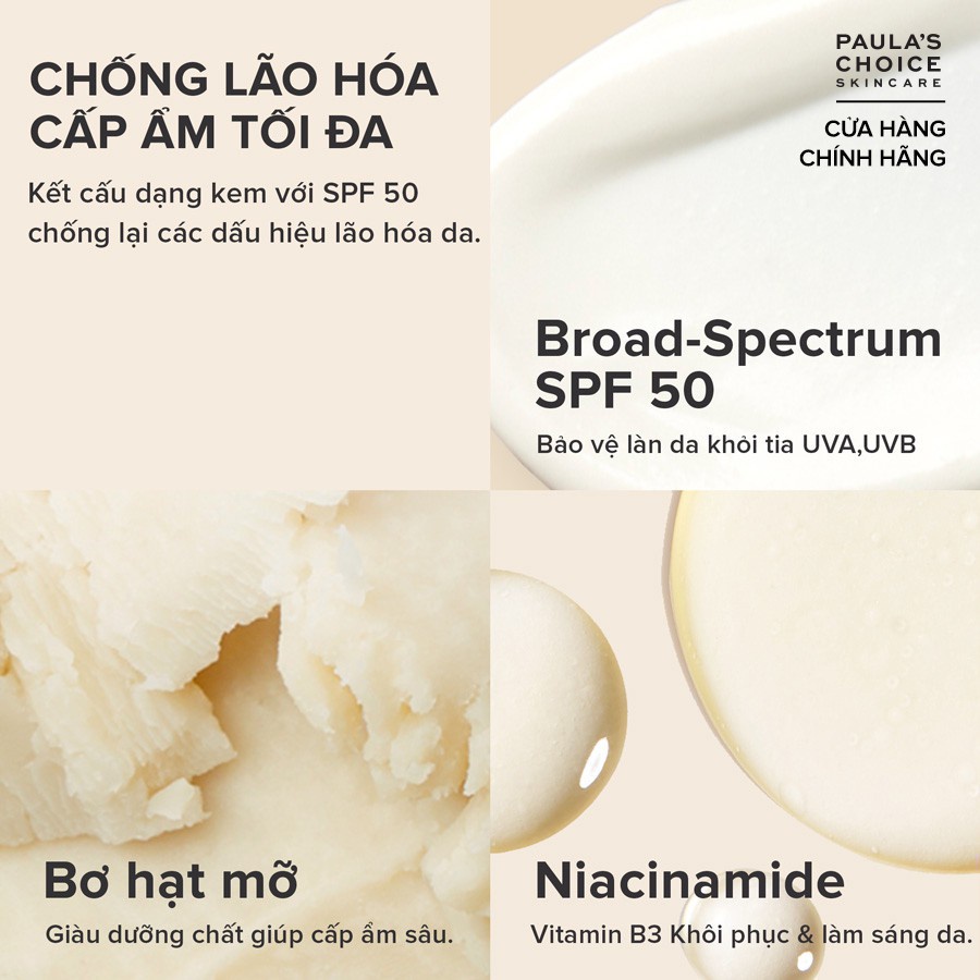 Kem chống nắng chống lão hóa Paula’s Choice Resist Skin Restoring Moisturizer with SPF 50-60ml 7970