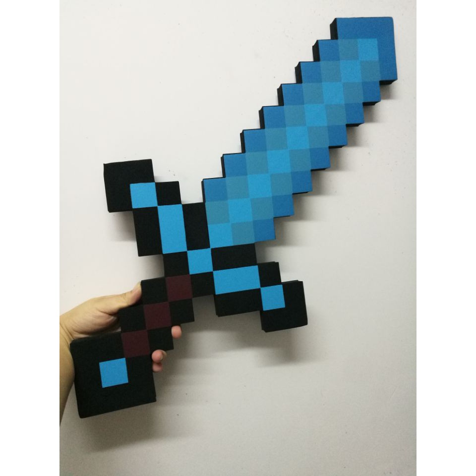 Minecraft Large Blue Diamond Sword Pickaxe rìu vũ khí EVA