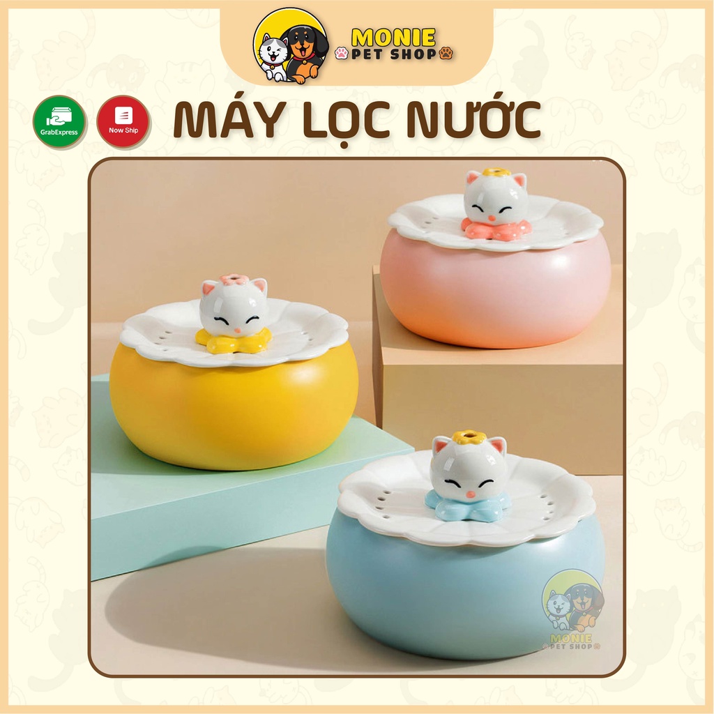 Máy lọc nước gốm sứ cho chó mèo hình bé mèo dễ thương