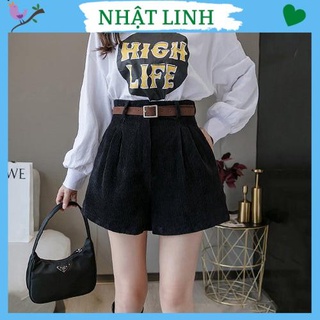 Quần short nữ NHẬT LINH quần sooc nữ chất nhung tăm thiết kế cạp khuy form rộng - Q465
