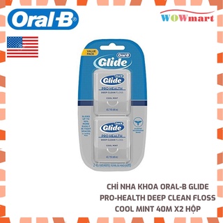 Chỉ nha khoa Oral-B Glide Pro-Health Deep Clean Floss Cool Mint 40m x2 hộp