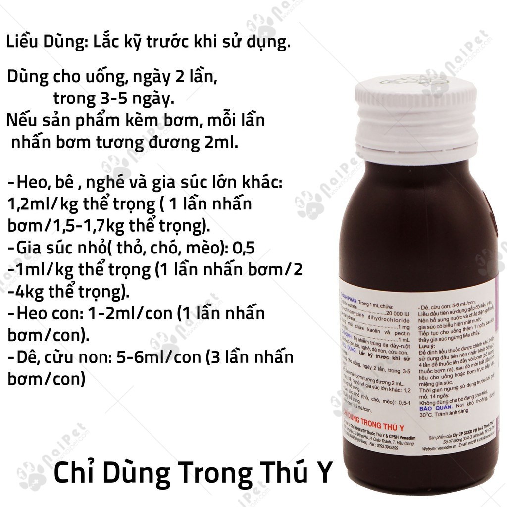 Dung Dịch Hỗ Trỡ Đường Ruột Cho Chó Mèo Anti Scour Vemedim