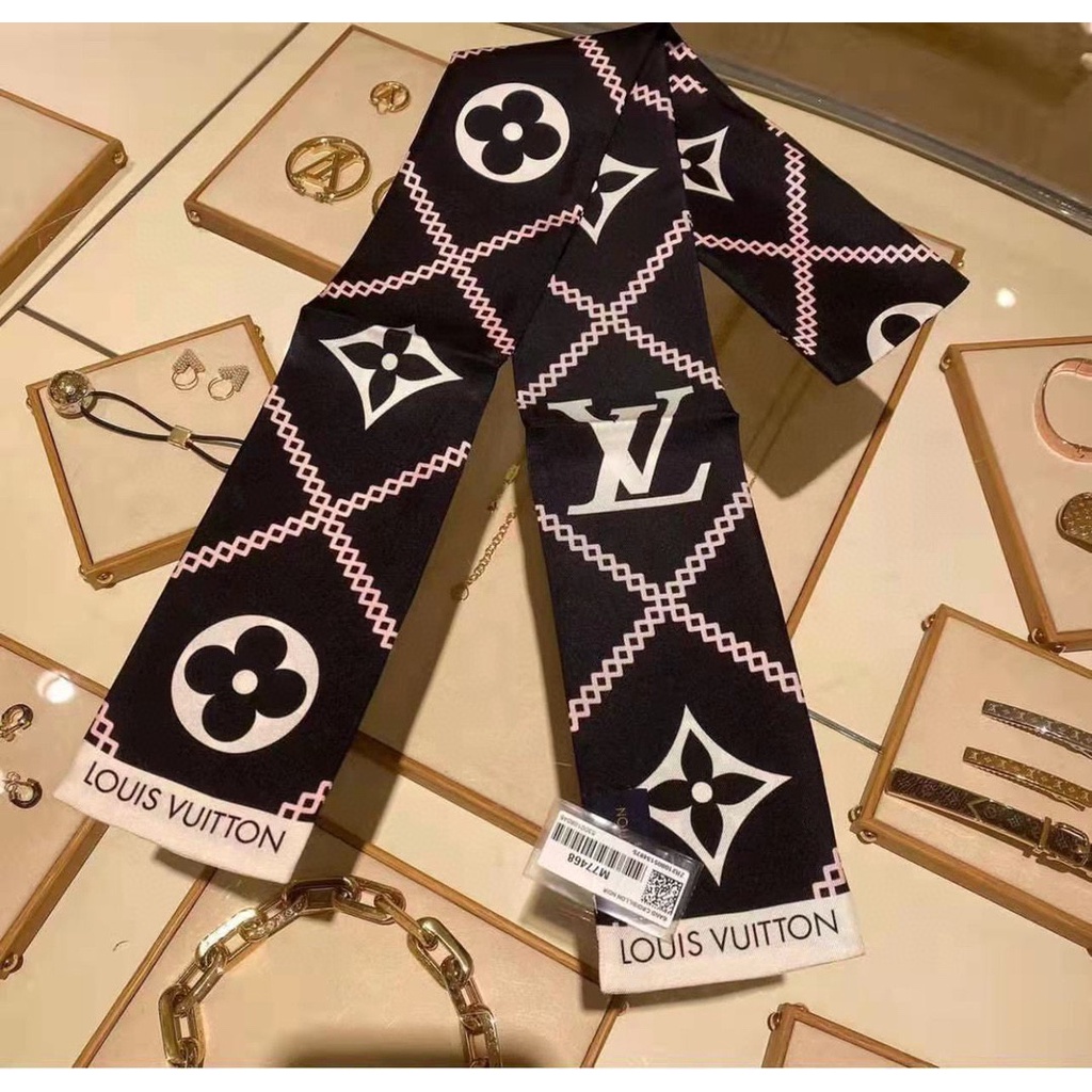 Khăn Quàng Cổ / Khăn Quàng Cổ / Túi Xách Bằng Lụa In Chữ Màu Đen / Be Phong Cách Cổ Điển Thời Trang 2022 Cho Nữ