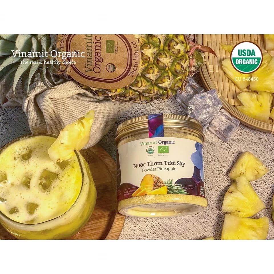 HỮU CƠ - Nước Dứa (Thơm) Tươi Sấy Đông Khô Vinamit - 180g