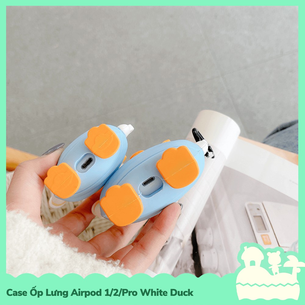[Sẵn VN - NowShip] Case Ốp Lưng Airpod 1 / 2 / Pro Gel Silica Nhân Vật Hoạt Hình Vịt White Duck Nữ Thần Tự Do