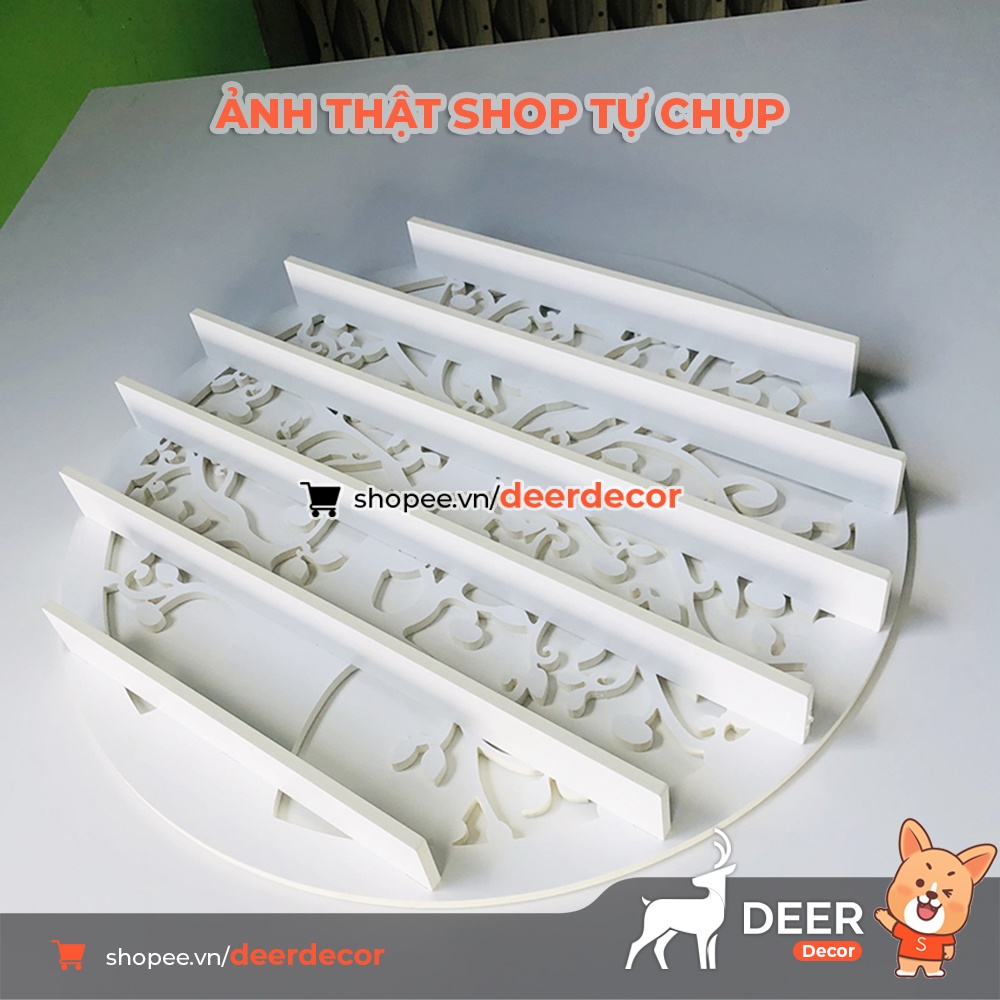 Kệ Để Nước Sơn Móng Tay Hình Tròn Họa Tiết Hoa Lá - DEER DECOR