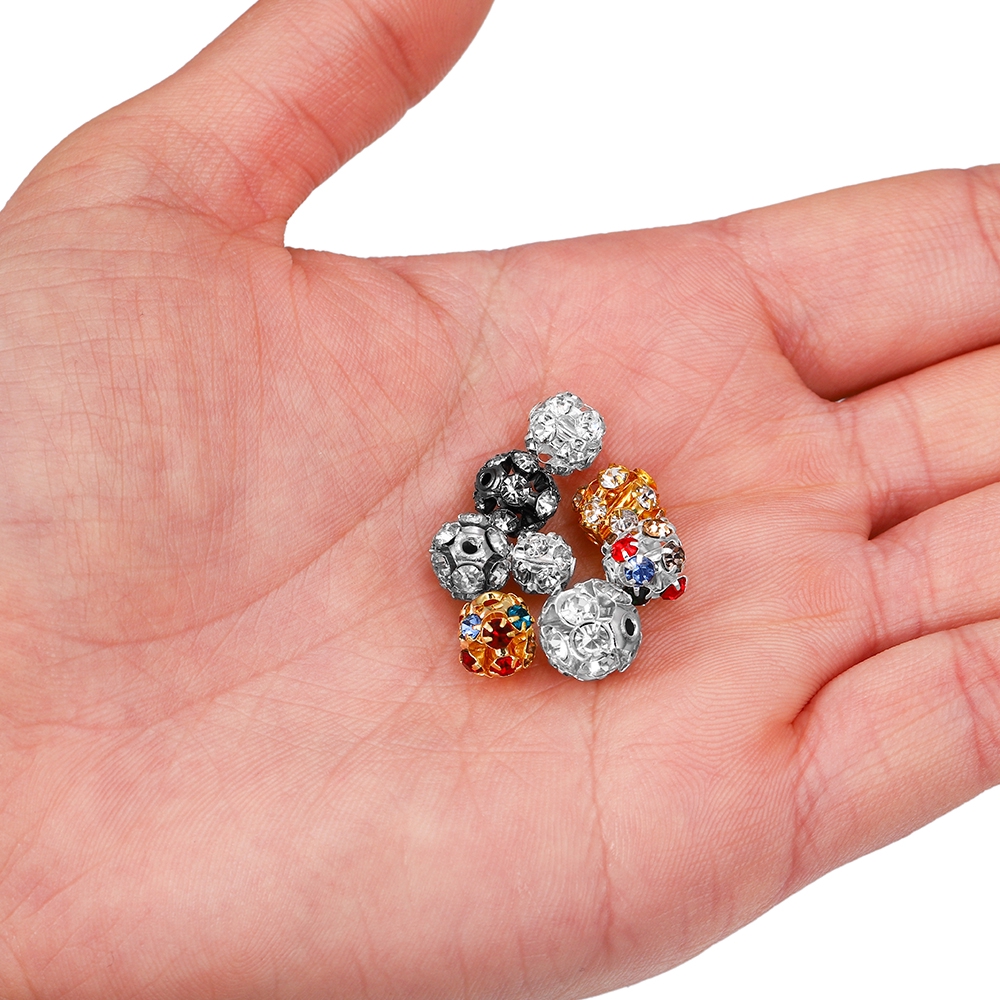 Bộ 30 hạt kim cương pha lê giả bằng thủy tinh mạ đồng hình tròn dùng làm trang sức