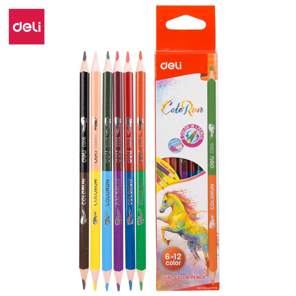 Chì Màu 2 Đầu Deli C00500 12 màu/ 24 màu