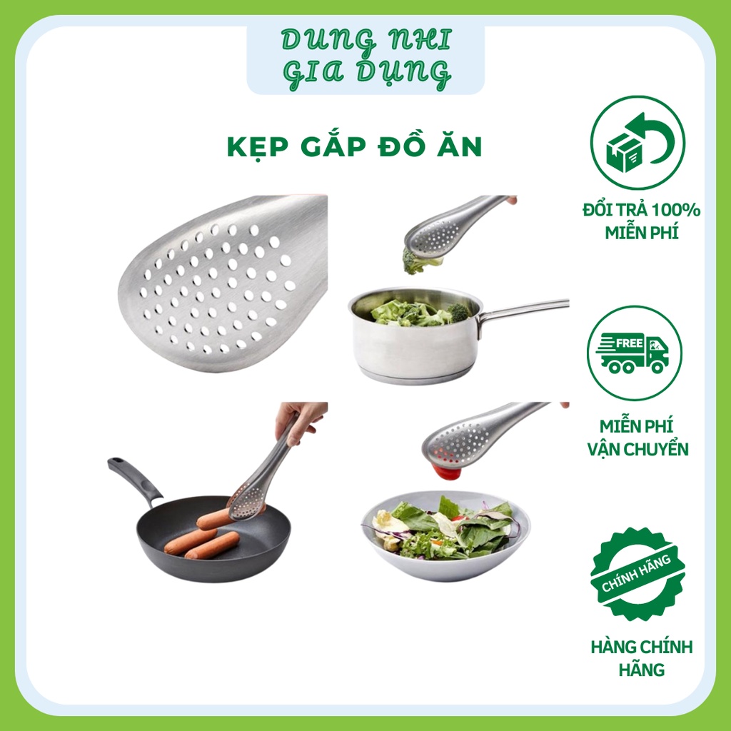 Kẹp Gắp Thức Ăn Bằng INOX  Không Gỉ Dụng Cụ Gắp Đồ Nóng Chống Trơn Trượt Gắp Tiện Lợi