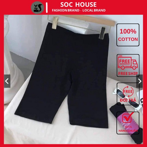 Quần legging lửng TTking vải thun cao cấp biker nữ đùi ngố đồ mặc nhà dáng ôm bó lưng thun tập gym yoga SOC HOUSE 20